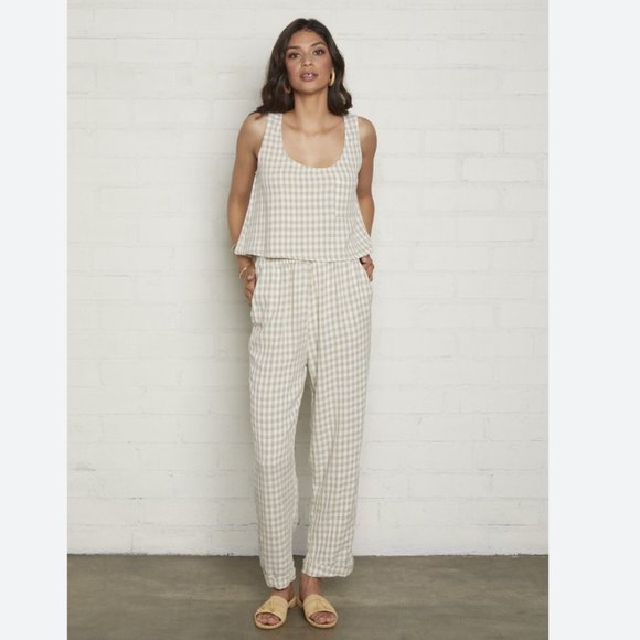 Rachel Pally Gingham Matching Set, Mikko Pants + Pocket Tank, XS - Picture 1 of 16